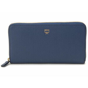 MCM MILLA Long Wallet Round Zipper Navy Blue